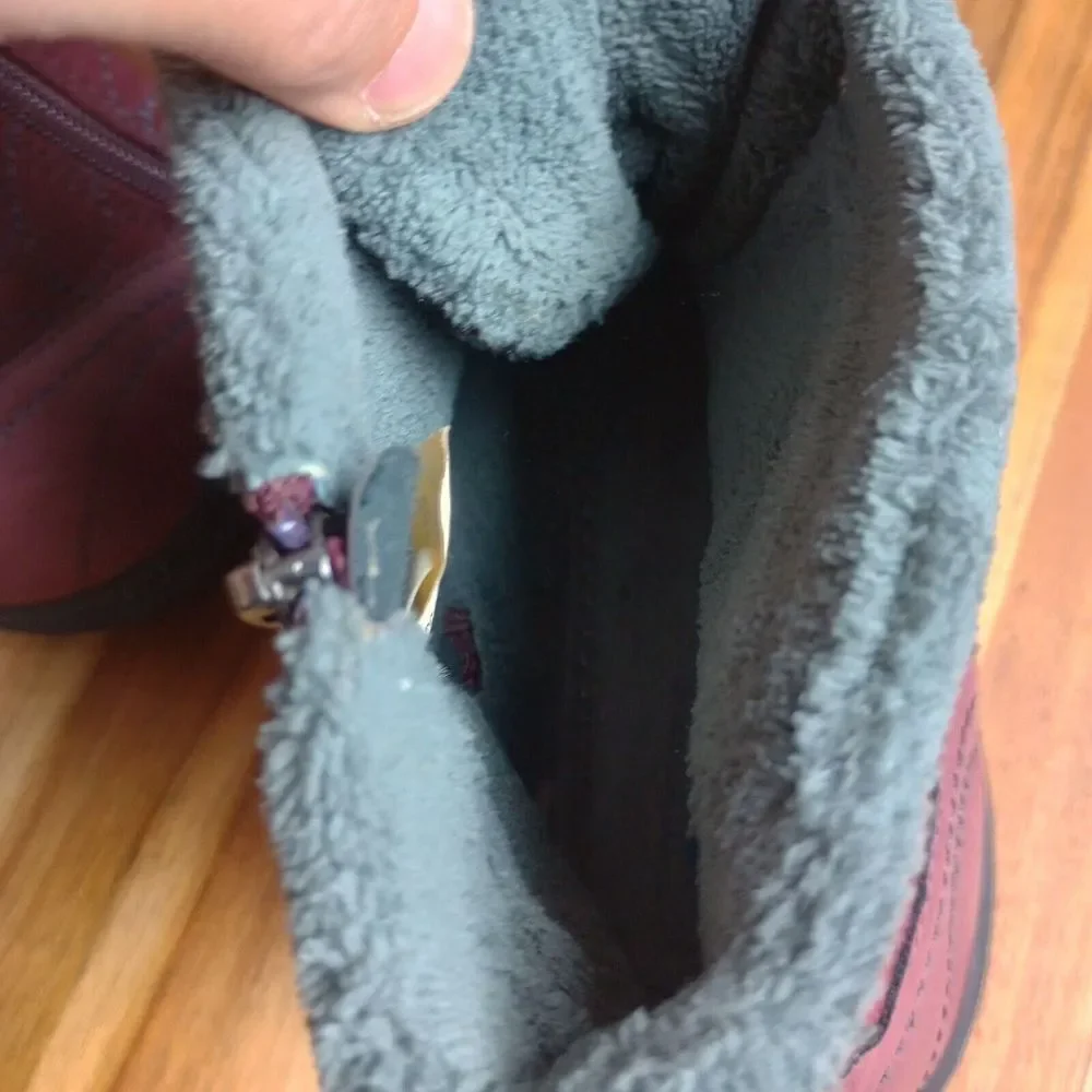 Jambu Jbu Tandee Boots Maroon Sz 8.5 Side‎ Zip Drawstring Jersey Lined Outdoor
